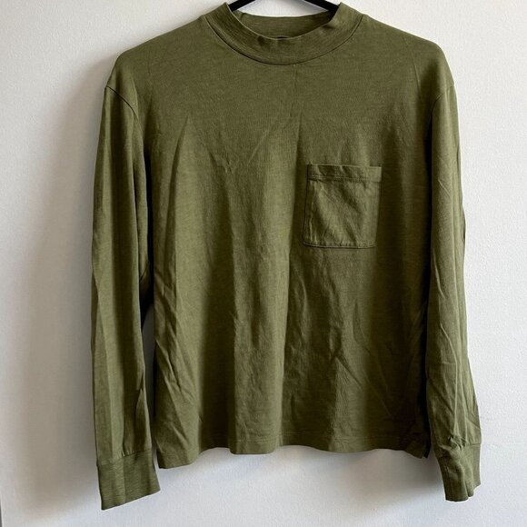 Madewell Relaxed Fit Olive Green Long Sleeve with Pocket - XXS - Picture 3 of 5